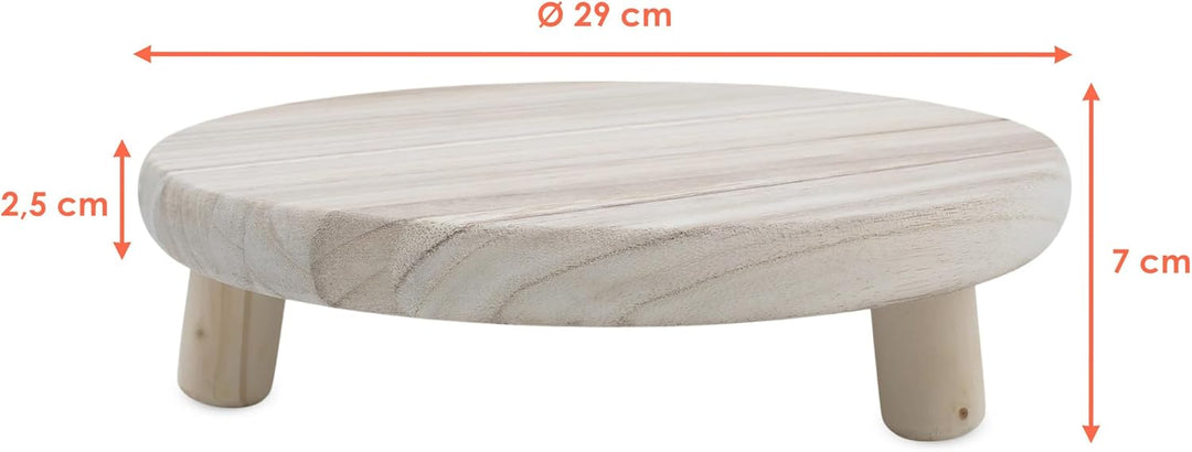 Spetebo Holz Blumenhocker Natur mit 3 Beinen - 29 x 7 cm - Massivholz Pflanzenständer rund naturbela