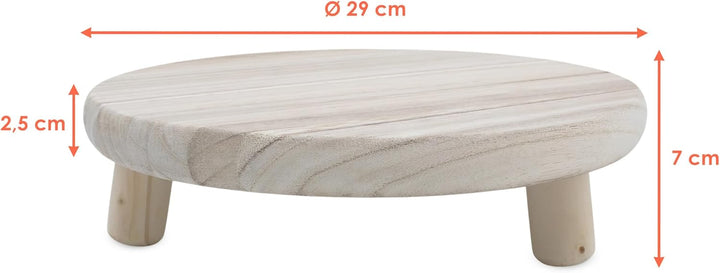 Spetebo Holz Blumenhocker Natur mit 3 Beinen - 29 x 7 cm - Massivholz Pflanzenständer rund naturbela