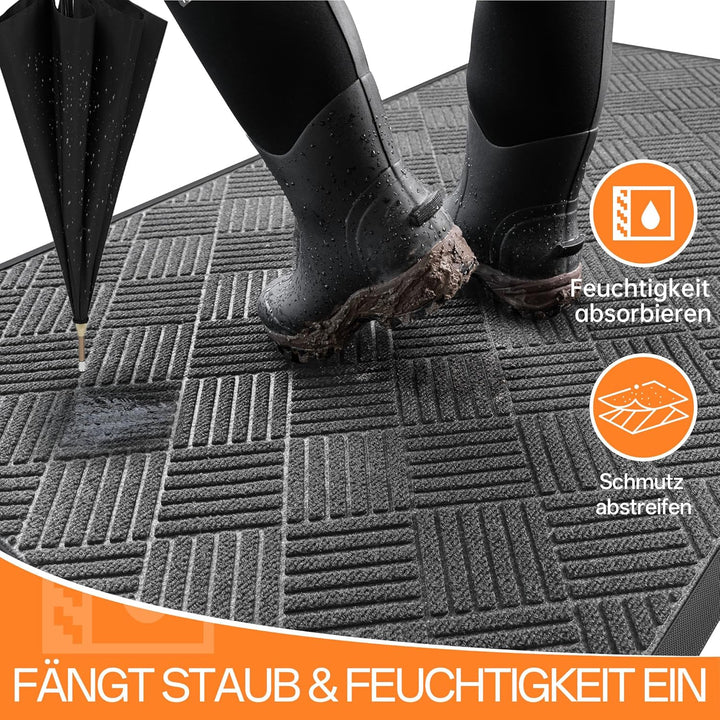 Fussmatte für Haustür innen und aussen, 60 x 180 cm Schmutzfangmatte für Eingangsbereiche, rutschfes