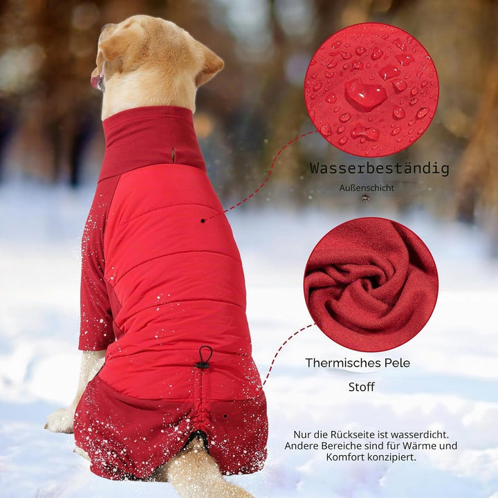 Dotoner Winter Hundemantel mit Beinen, Elastischer Hundejacke Hund-Overall Fleecefutter Warm, Winddi