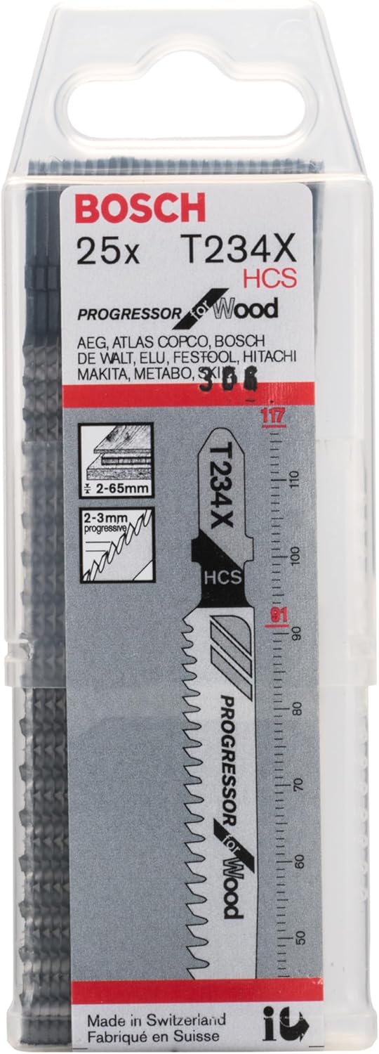 Bosch Professional 25 x Stichsägeblatt T 234 X (für weiches Holz, gerader Schnitt, Zubehör Stichsäge