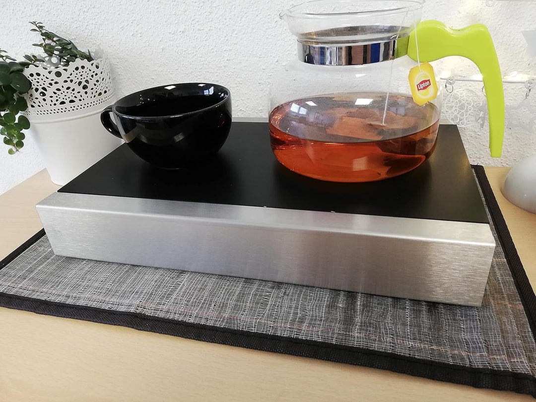 Koch #00 Edelstahl Rechaud/Stövchen mit eloxierter Wärmeplatte und flexiblem Teelichtauszug für 3 Te