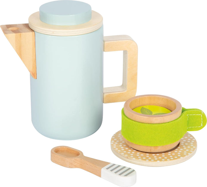 small Foot Kaffee und Tee Set Kinderküche aus Holz, 15-TLG. Küchenspielzeug, Rollenspiel für Kinder