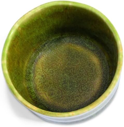 MAOCI - Matcha Tee-Schale Chawan aus Porzellan 350ml grün-gelb handgefertigt