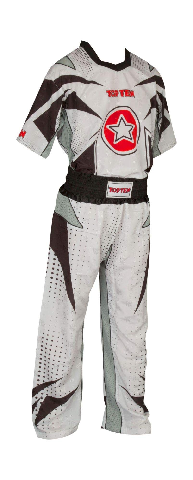 TOP TEN Kickboxuniform „Future“ Weiss - Schwarz XXL, Weiss - Schwarz XXL