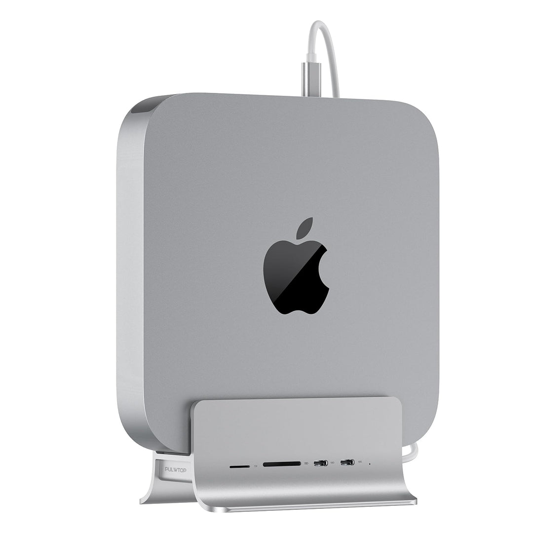 PULWTOP Mac Mini Hub,5-in-1 USB C Hub Adapter,Mac Mini-Ständer,Unterstützt M.2 NVMe SSD-Erweiterung,