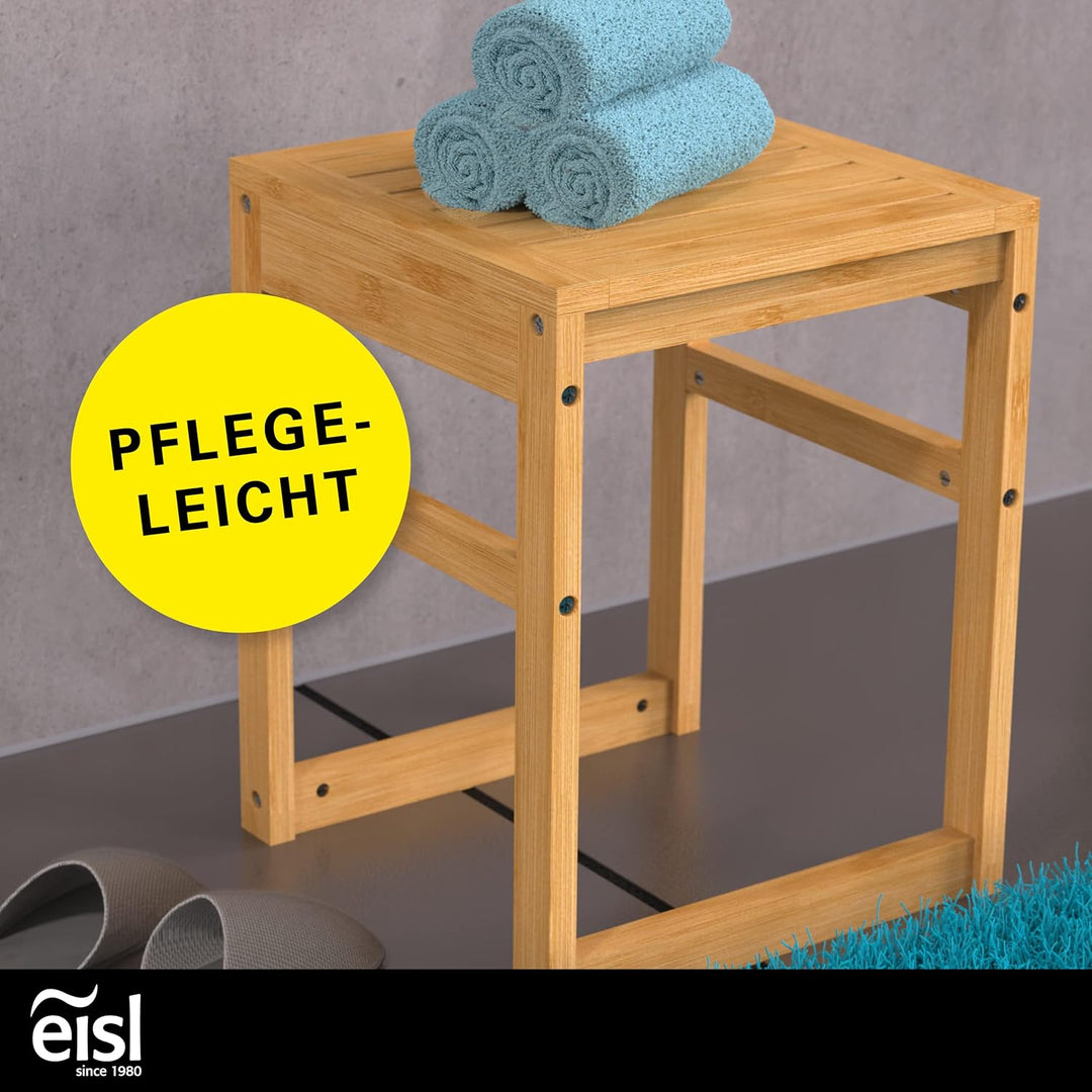 EISL BMBA02-BH2 Bambus Badhocker, Hocker aus Bambus für das Badezimmer, mit Sitzfläche, (B x H x T):