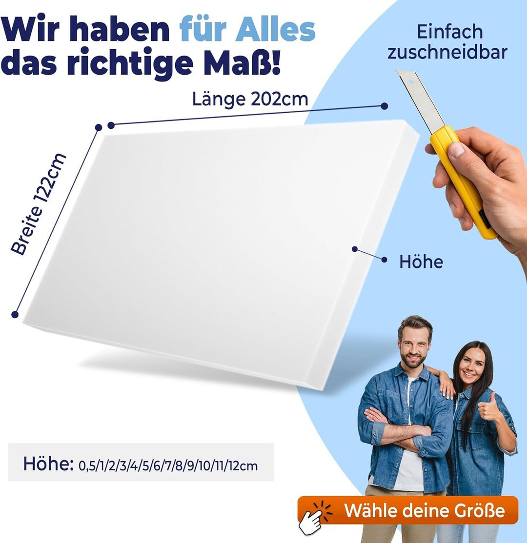 saarschaum • PUR Schaumstoffplatte • Wähle Raumgewicht und Stärke • RG 2035 202x122x5cm • Schaumstof