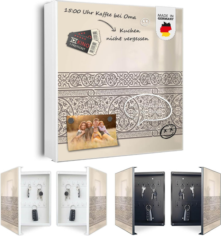 banjado Grosser Schlüsselkasten Metall - Schlüsselbox 30x30cm beschreibbarer mit 32 Haken - Schlüsse