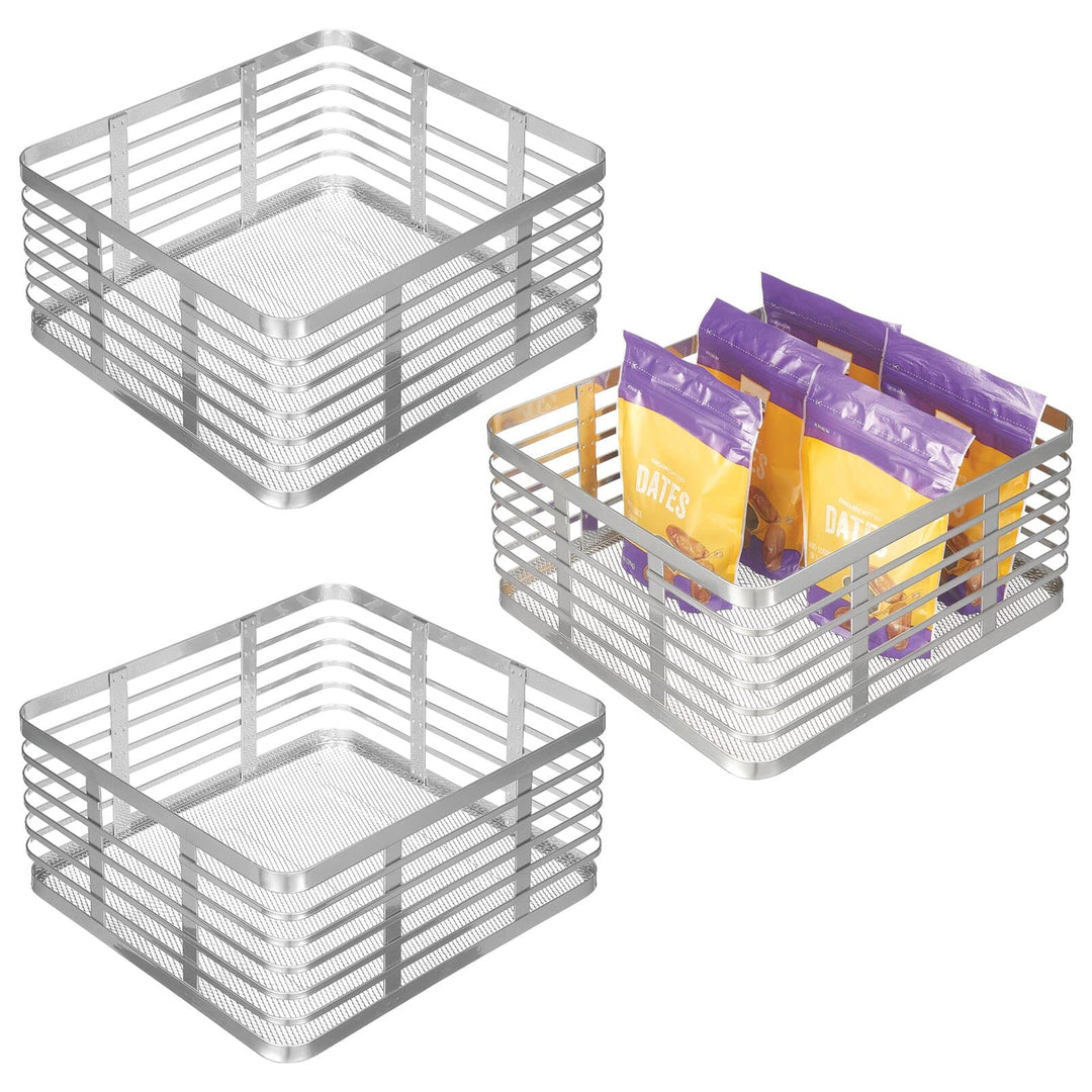 mDesign Stahldraht-Aufbewahrungskorb für die Küche, für Speisekammer, Schrank, Schrank, Organisation
