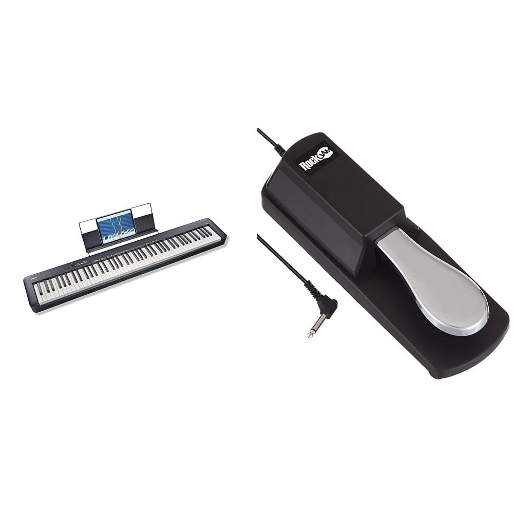 Casio CDP-S110BK Digitalpiano mit 88 gewichteten Tasten, schwarz & Rockjam Sustain Pedal für digital
