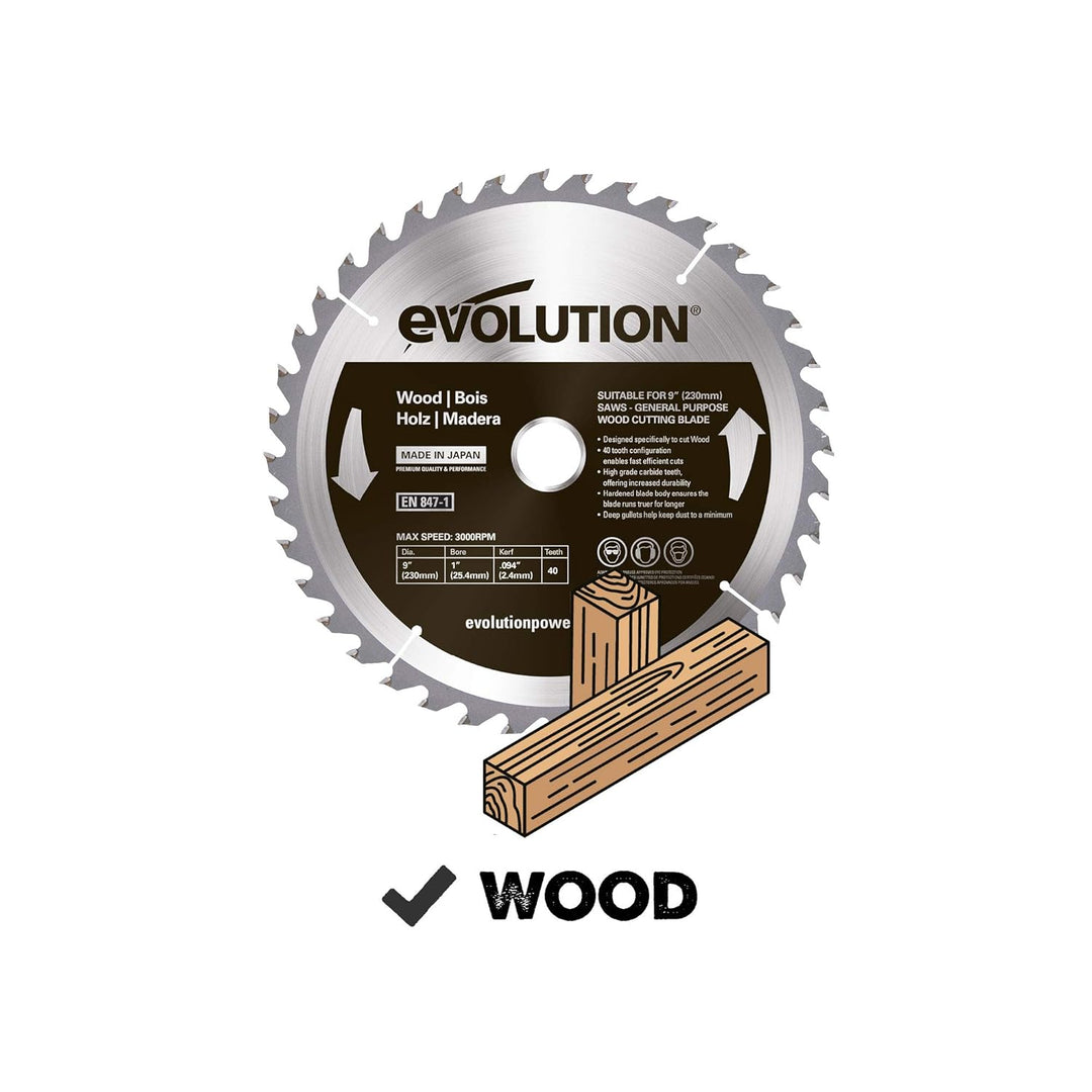 Evolution Evoblade 230 WD TCT-Kreissägeblatt für Holz, 230 mm