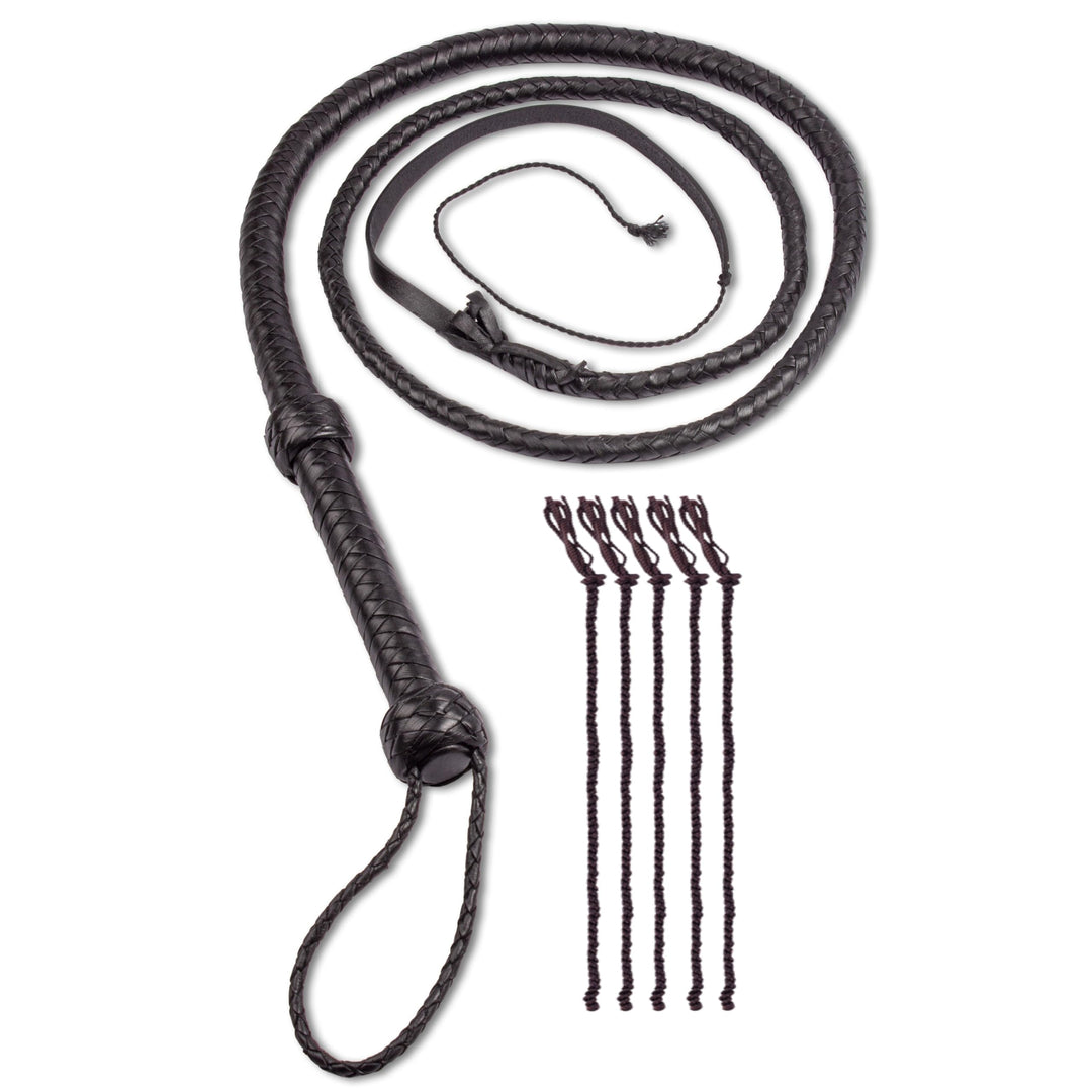 HADZAM Indiana Jones Peitsche, 3 m, 12 Zöpfe aus echtem Rindsleder, Seilkern, BullWhip, viele Farben