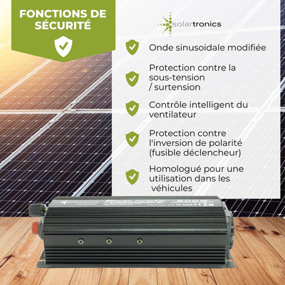 solartronics Spannungswandler Wechselrichter Intverter NM 600-1200 Watt 12V zu 230V schwarz USB Schu