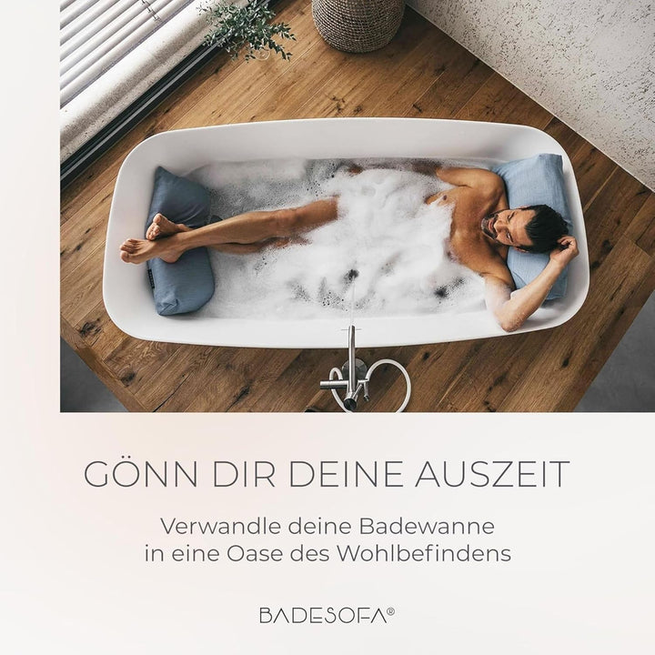 BADESOFA® 3er-Set M Badewannenkissen Ganzkörper – Rücken-, Fuss- & Sitzkissen – Komplettset Waschbar