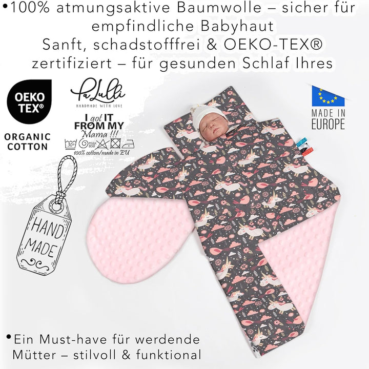 PaLulli Babynest 4-TLG Set 95x55 cm | Babyausstattung mit Matratze & Kuscheldecke | 100% Baumwolle,