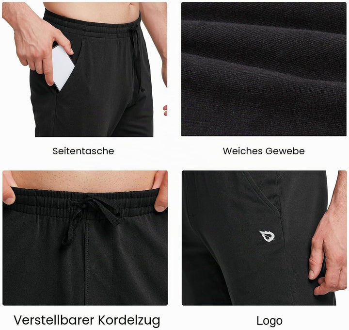BALEAF Herren Breite Jogginghose Baumwolle Freizeithose Gerades Bein Sporthose Herren Lang Yogahose