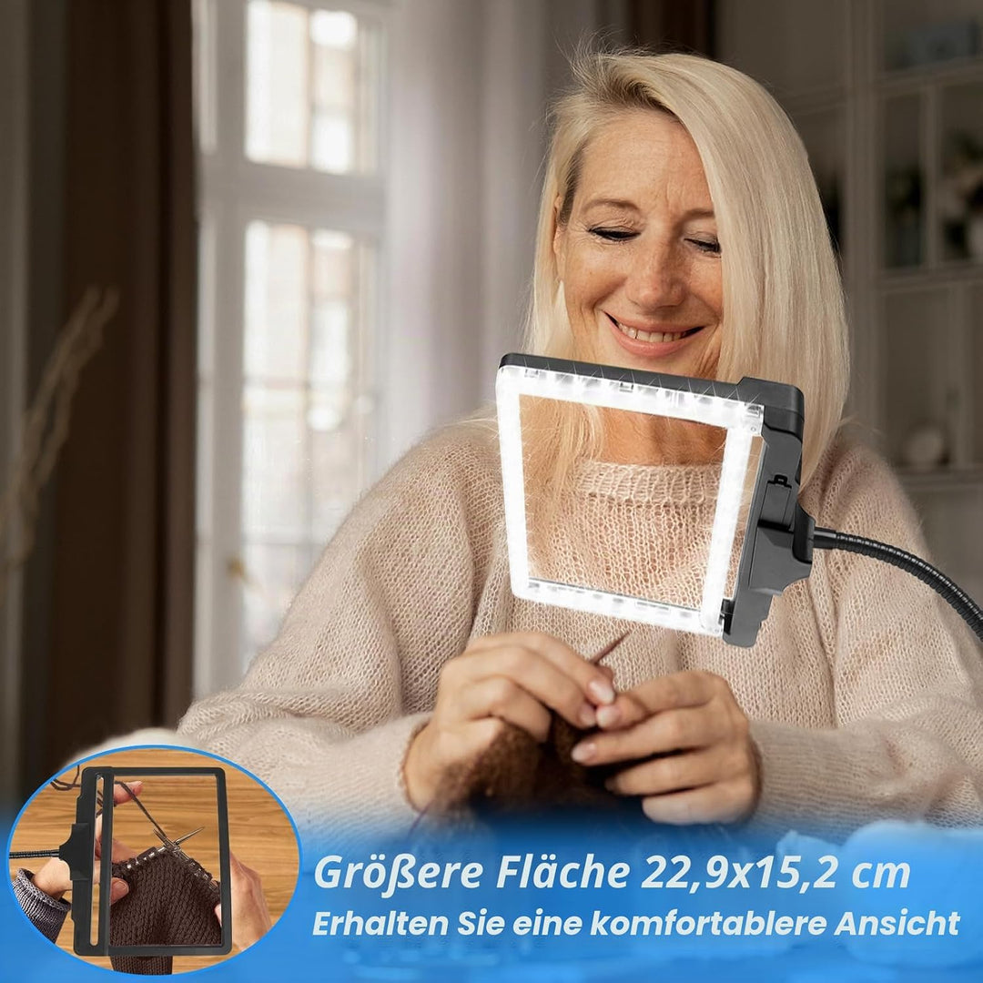 NZQXJXZ 5X Lupe mit Licht und Ständer, 2-in-1 Abnehmbare Leselupe mit Licht für Senioren Gross, 42 L