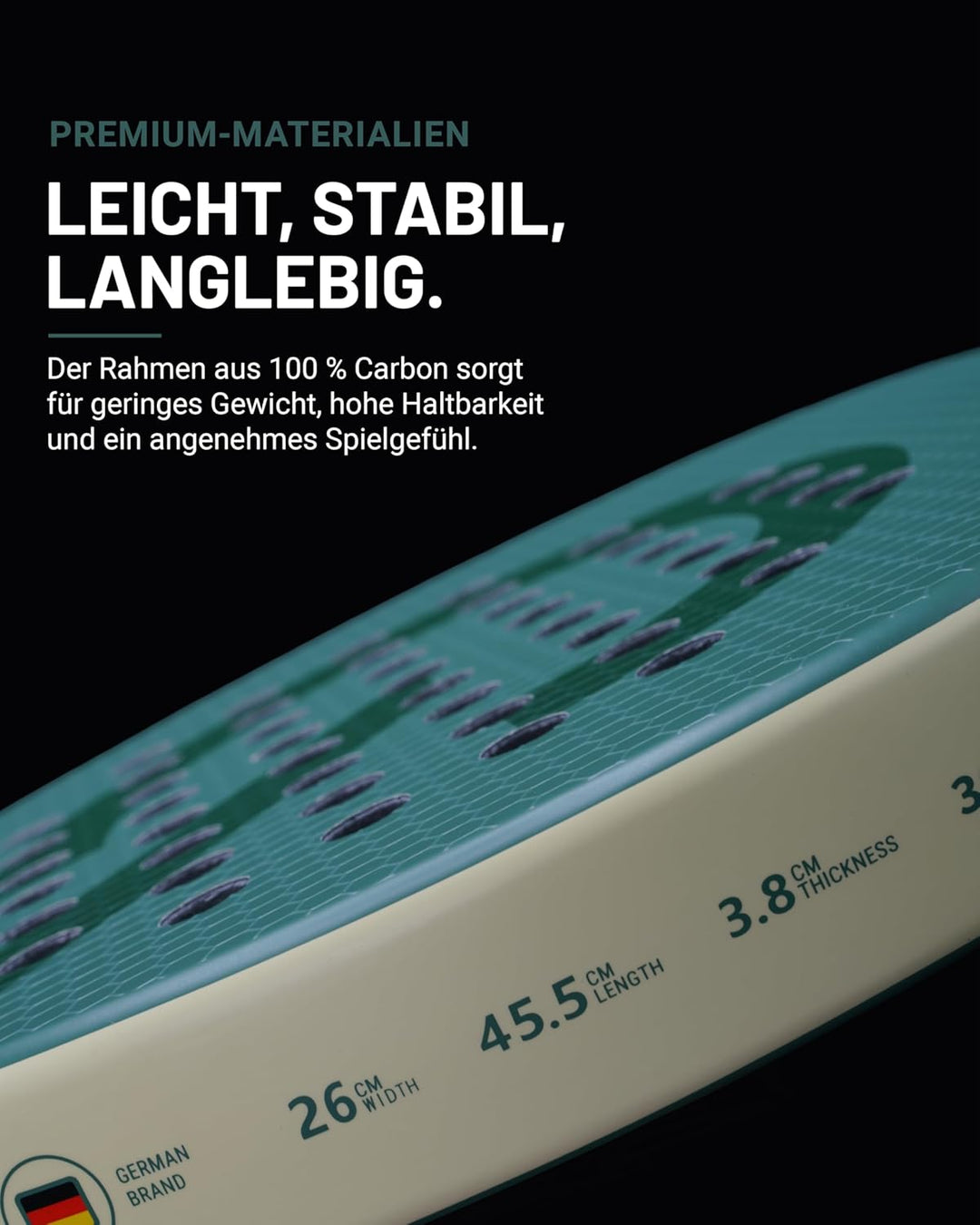 Q Padel C300 Padel Schläger 360g – 3K Carbon Racket für hohe Kontrolle, leichtes Design für Herren &amp;