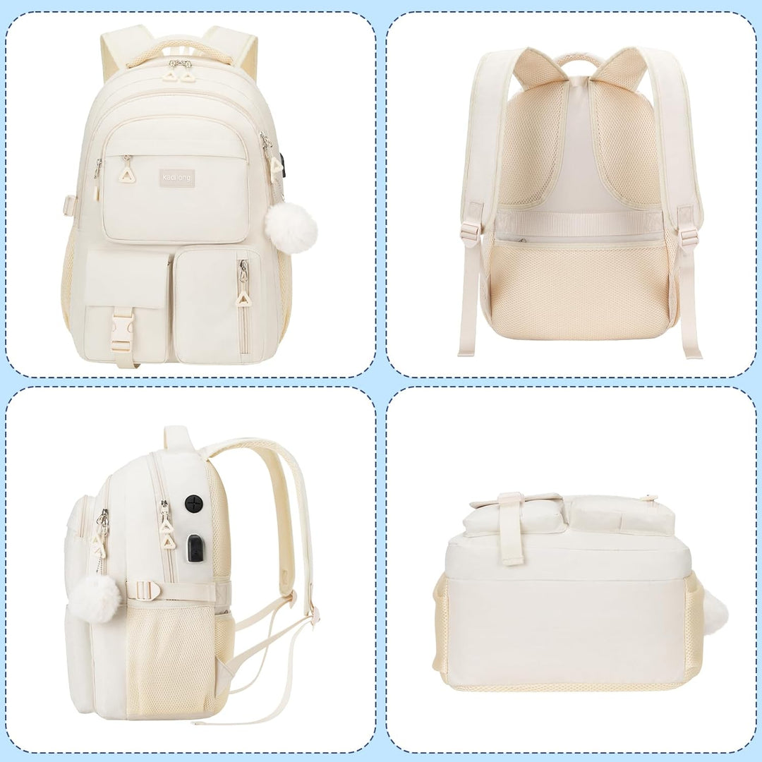 kadilong Rucksack Mädchen Teenager Rucksack Laptop Damen Schultasche Frauen Schulrucksack mit USB La