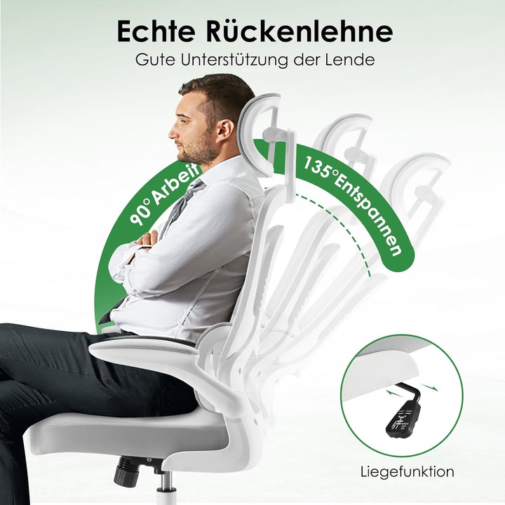 Farini Schreibtischstuhl mit Kleiderständer Bürostuhl Ergonomisch mit Verstellbarer Kopfstütze, Offi