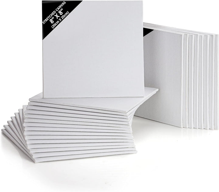 Kurtzy 24er Pack Leinwand zum Bemalen 20 x 20 cm - Quadratische, Vorgespannte Keilrahmen - Geeignet