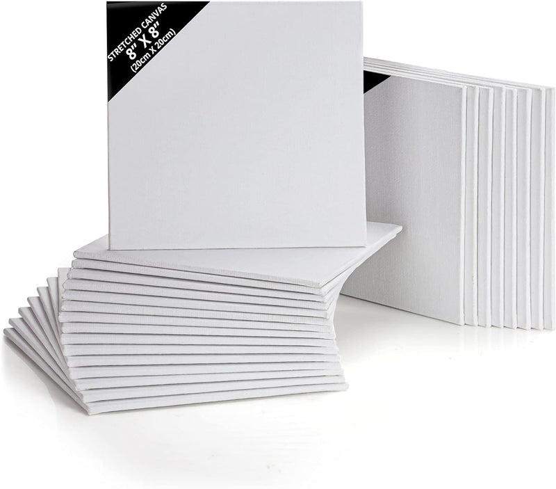 Kurtzy 24er Pack Leinwand zum Bemalen 20 x 20 cm - Quadratische, Vorgespannte Keilrahmen - Geeignet