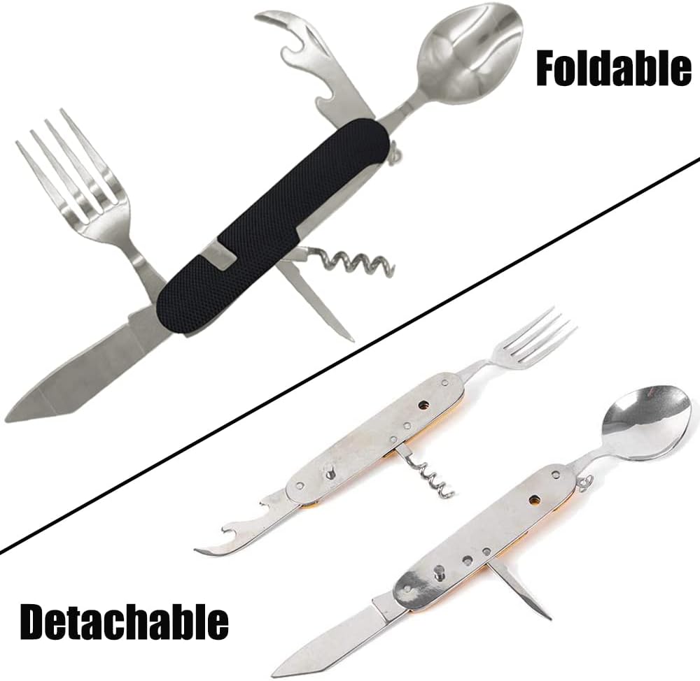 Hiwalker 6 in 1 Edelstahl Klapp besteck Camping besteck Set Outdoor Reise Besteck Kit Abnehmbare Ges