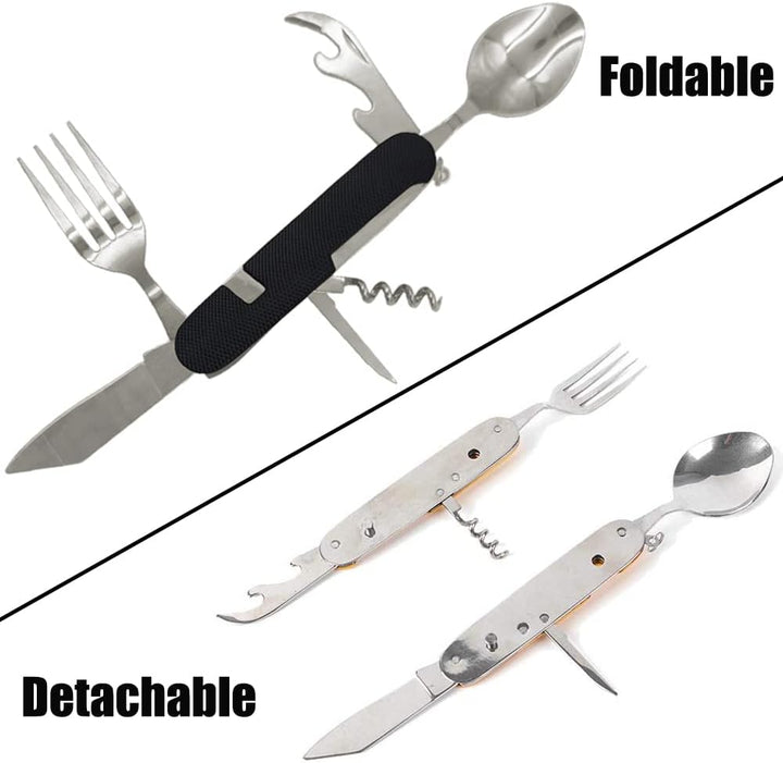 Hiwalker 6 in 1 Edelstahl Klapp besteck Camping besteck Set Outdoor Reise Besteck Kit Abnehmbare Ges