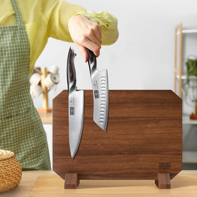 HOSHANHO Messerblock Magnetisch ohne Messer, Verdicktem Magnet Messerhalter aus Akazienholz, Extrast