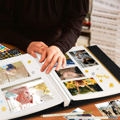Lanpn Fotoalbum Selbstklebend Einkleben Scrapbook, Leinen Gross Weisse Seiten Fotobuch zum Selbstges
