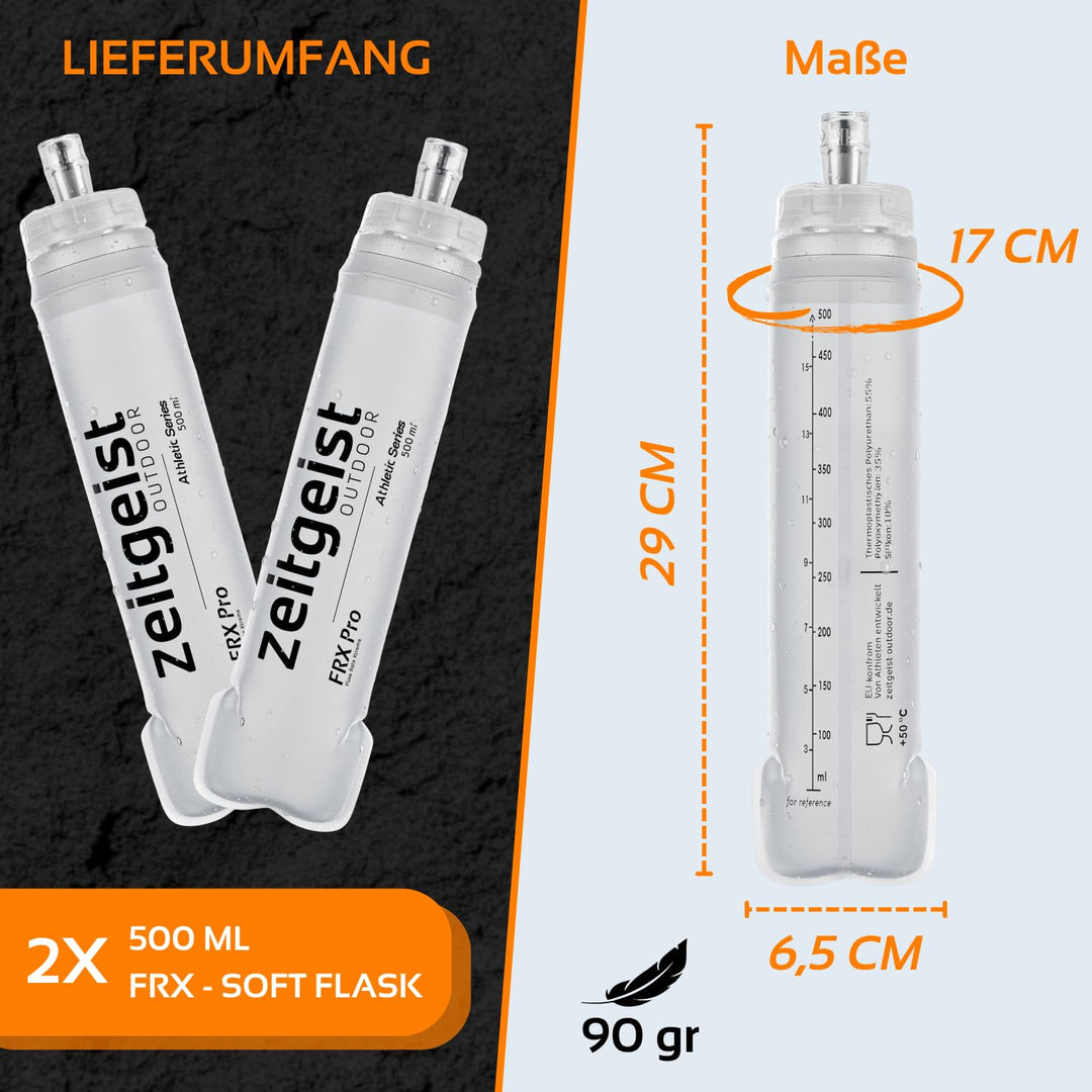 Soft Flask 500 ml FRX Pro (2er Set) Laufflasche TPU, BPA-frei, Faltflasche, faltbare Trinkflasche fü