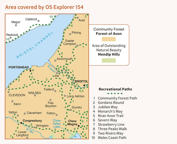 Bristol West and Portishead (OS Explorer Map, Band 154), Karte