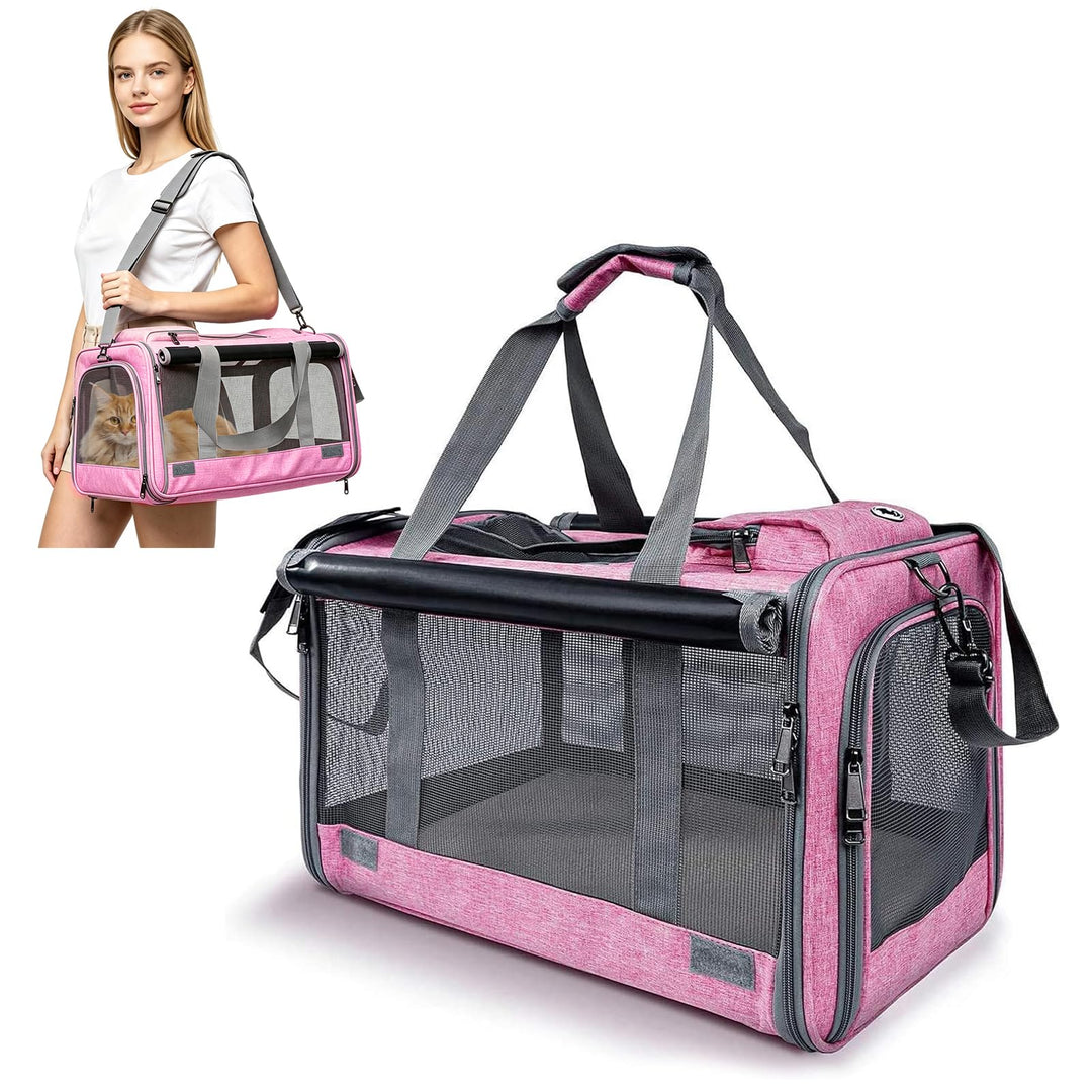 PETCUTE Katzentransportbox für grosse Katzen 20 lbs,Faltbar Hundetransportbox für Kleine Hunde,Tragb