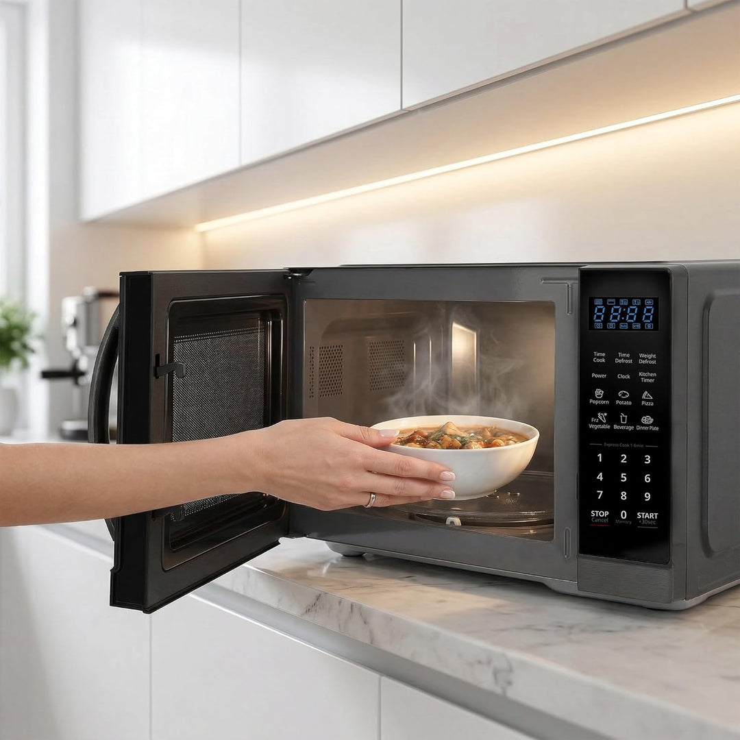 HMW-MD25DBK Mechanischer Mikrowellenherd, 25 l, 800 W Aufsatz-Mikrowelle mit 5 Leistungsstufen, Time