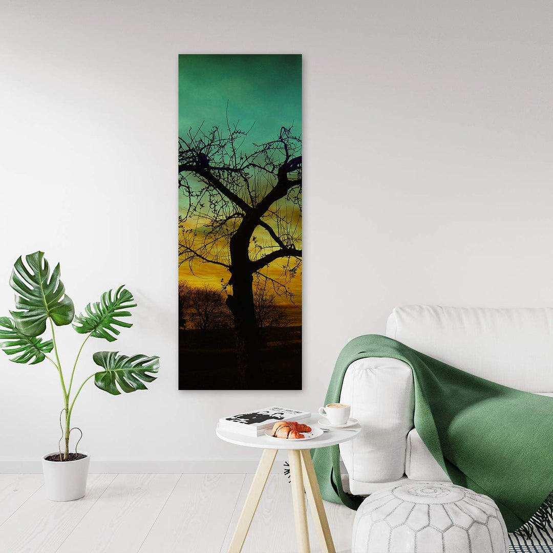 Feeby Leinwand Bilder - Natur - Wald - 40x100 cm- Deko Wohnzimmer - Wandbilder Schlafzimmer - Deko A