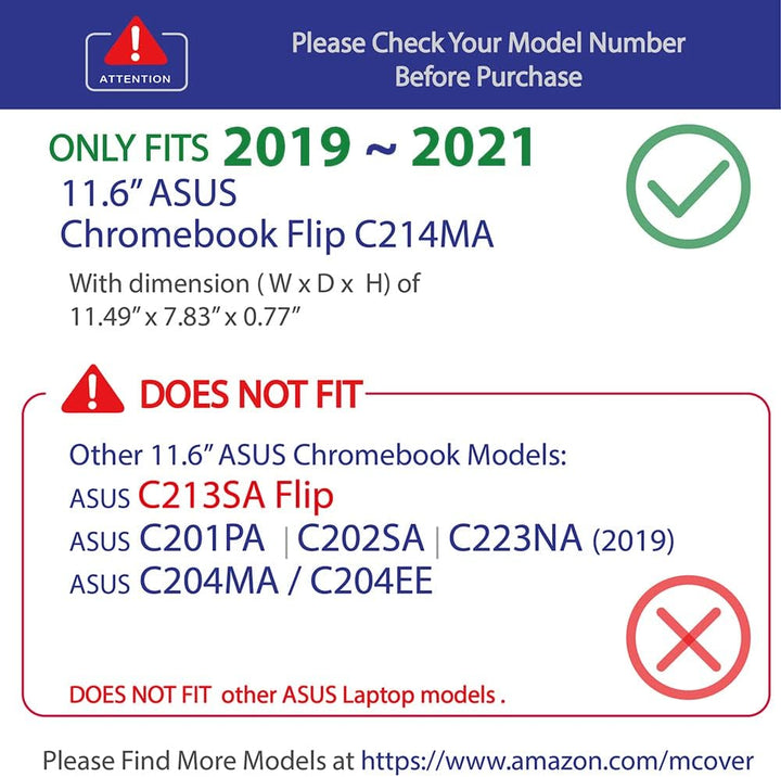 mCover Hülle kompatibel mit 2019 ~ 2021 11,6 Zoll ASUS Chromebook Flip C214MA Series Convertible Lap