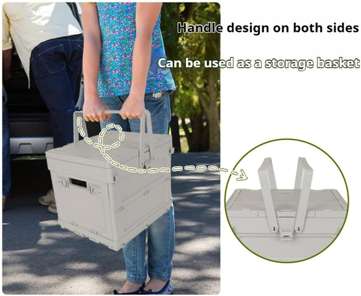 Beolur 2-in-1 Klappbox mit Tisch – Faltbare Aufbewahrungsbox mit ausziehbarem Tischplatte, tragbar f