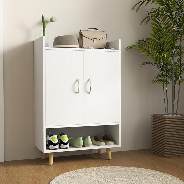 HOMCOM Schuhschrank Schuhregal Schmal mit 4 Fächern Schuhaufbewahrung für 12 Paar Schuhe, Flur und E