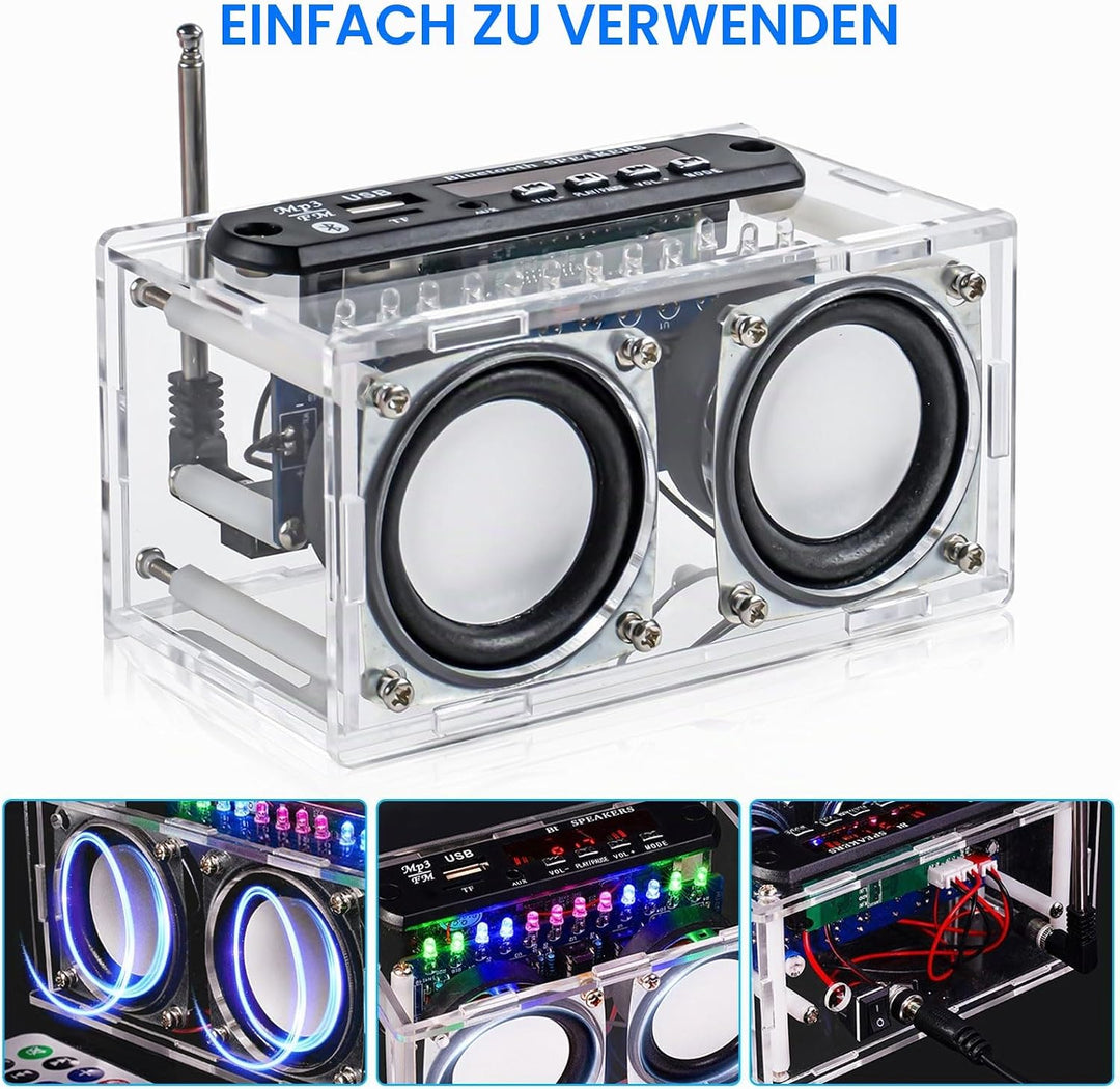 Heemol Elektronik Löt Bausatz Radio Mini Verstärker,87.5-108MHZ DIY Kit Verstärker Bluetooth Lautspr