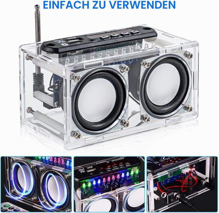 Heemol Elektronik Löt Bausatz Radio Mini Verstärker,87.5-108MHZ DIY Kit Verstärker Bluetooth Lautspr