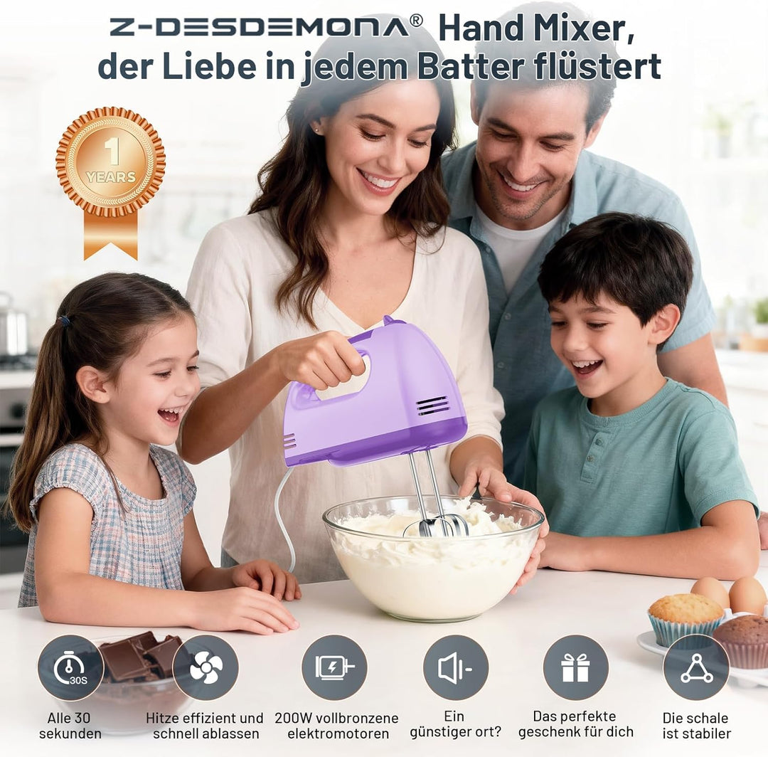 Elektrischer Handmixer, Kleine Lebensmittelmischer 7 Geschwindigkeiten Handmischer, 304 * (1 * Whisk