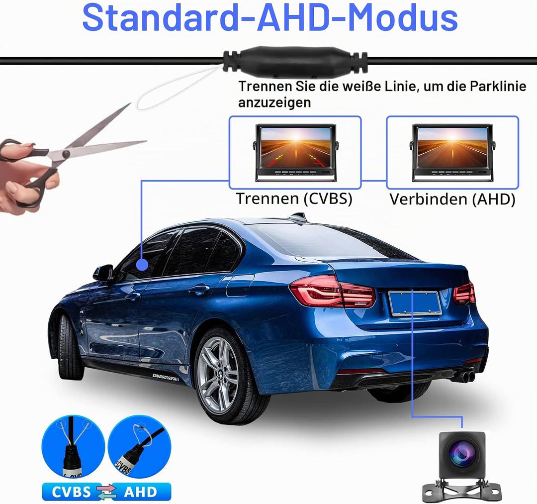 CAMECHO Universal Auto Rückfahrkamera Mit HD Nachtsicht, 170° Weitwinkel, IP68 Wasserdicht, 12V für