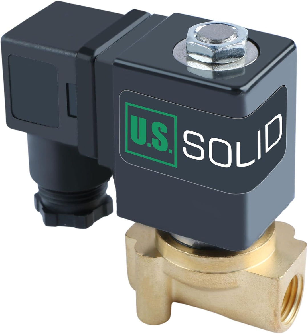 U.S. Solid Elektrisches Magnetventil 1/4 Zoll Messing, DC 12 V Gleichstrom, stromlos geschlossen, Vi