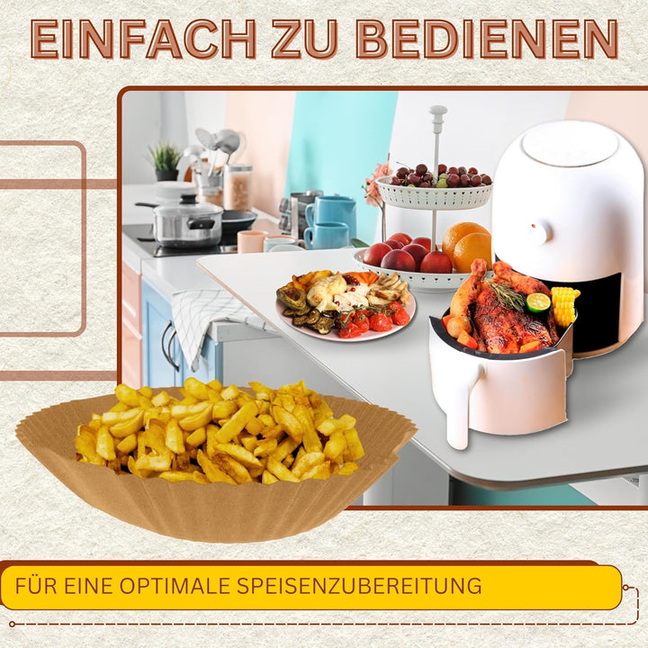 Backpapier für Heissluftfritteuse BPA-Frei 20-24cm | quadratisches Papier in der Auflaufform(20-24cm