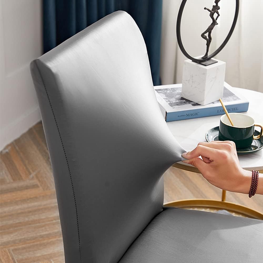 Stuhlhussen 6er/4er PU Leder Stuhlbezug wasserdichte Stretch Esszimmer Stuhlüberzug Stretch Stuhl Hu