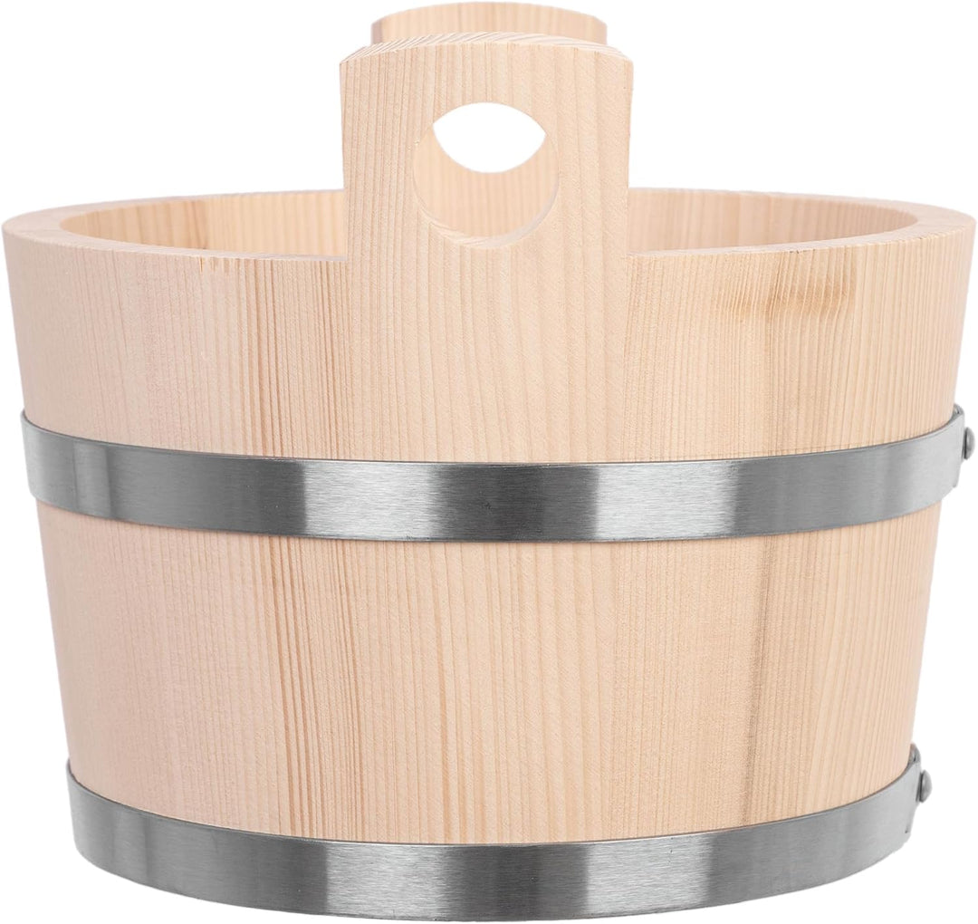 KADAX Saunakübel aus Holz, 5 Liter, Holzeimer mit Griffen, Saunaeimer für Aufgüsse, Eimer aus Naturh
