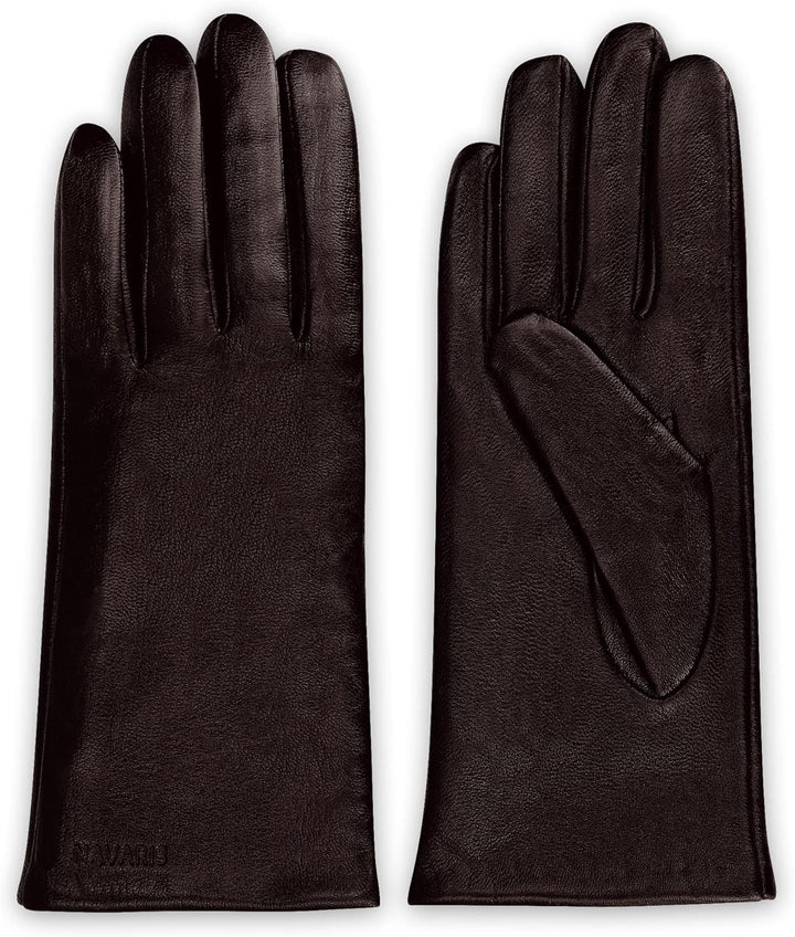 Navaris Touchscreen Nappa Lederhandschuhe für Damen - Leder Handschuhe aus Lammleder mit Kaschmir Mi