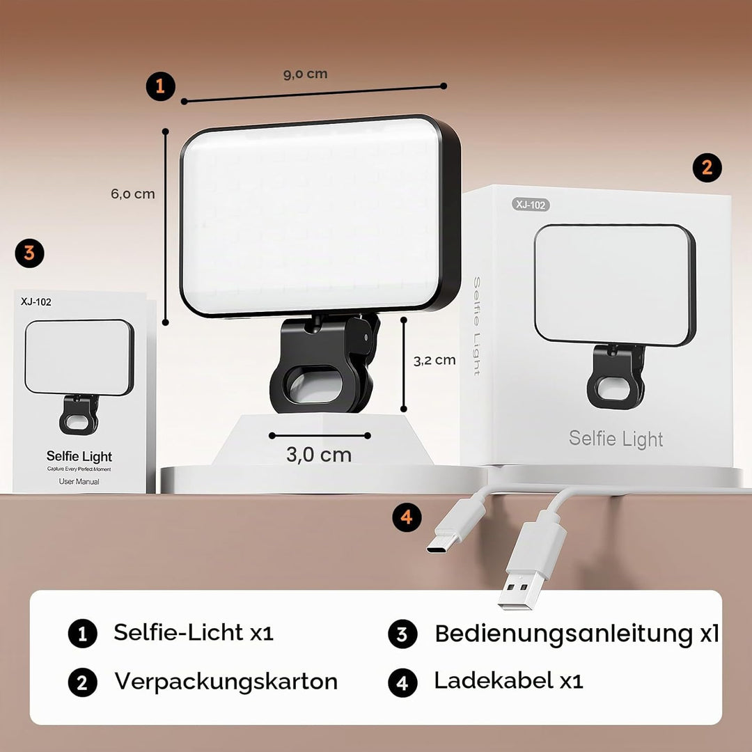 Selfie licht,3000K-6500K 3 Lichtmodi Handylicht mit,Handy licht.2000mAh wiederaufladbares LED Videol