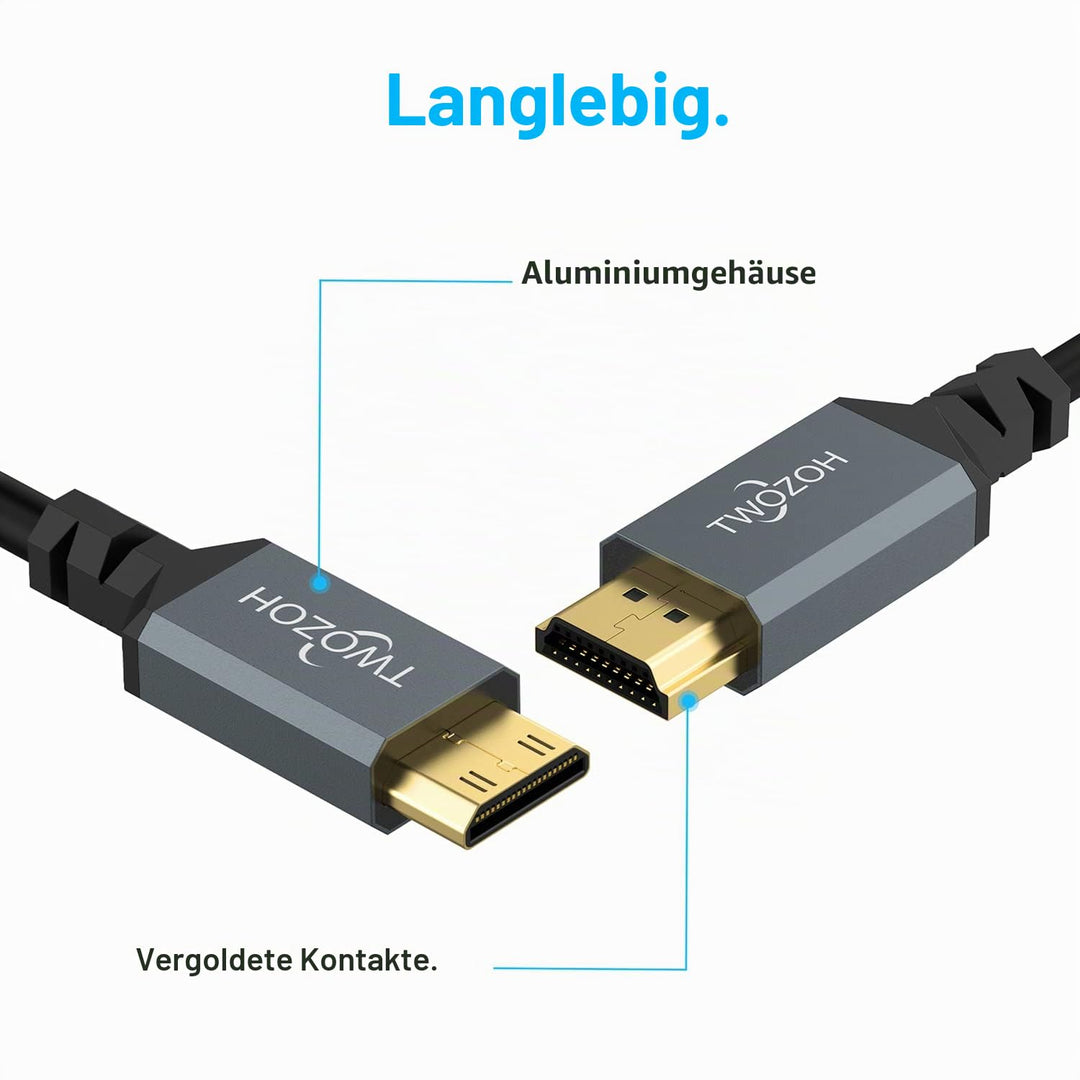 Twozoh Mini HDMI auf HDMI Spiral kabel, Mini HDMI auf Full HDMI Kabel für Projektor, Monitor, Camcor